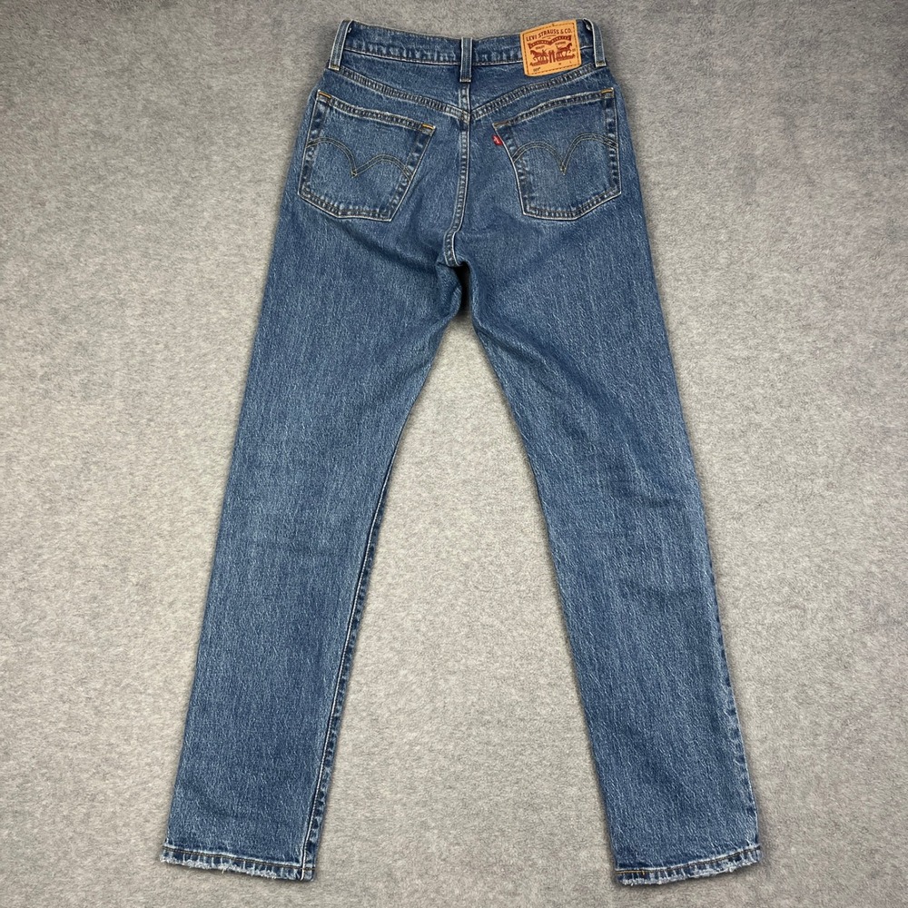 Levi Jeans Womens 25x30 Blue 501 Straight Leg Button Fly Denim Medium Wash - Picture 6 of 13